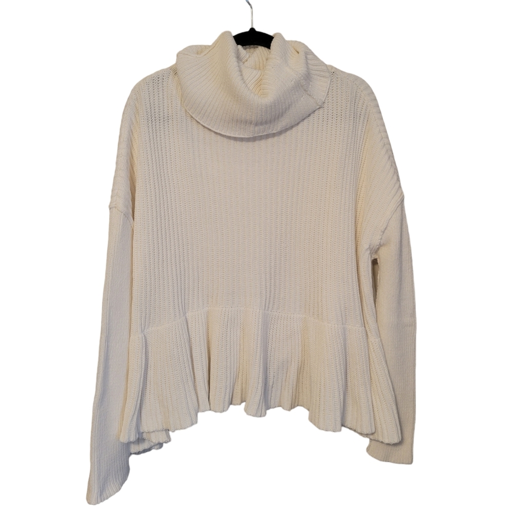 Free People Layer Cake Turtleneck Sweater Small Oversized Cream Boho Slouchy - Picture 2 of 9